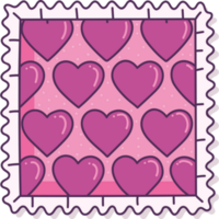 sello postal con corazones png