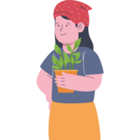 female gardener with houseplant png