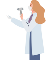 kvinna läkare använder sig av otoskop png