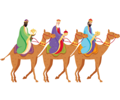 reyes magos en camellos png