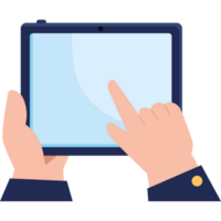 hands using tablet device png