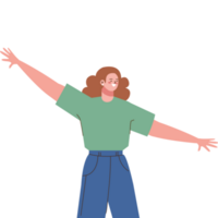 woman celebrating with hands open png