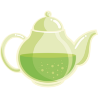 transparent teapot with green tea png