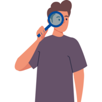 homme utilisant une loupe png