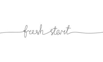 fresh start one line continuous phrase. Pension, retirement concept. Line art, hand drawn vector illustration.