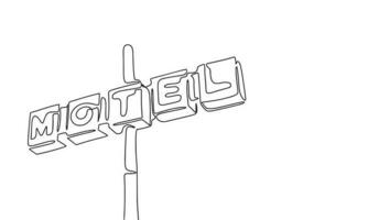 Motel sign. Continuous line one drawing. Vector illustration. Simple line illustration.