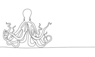 pulpo mar animal. uno línea continuo pulpo Oceano animal. línea arte, describir, soltero línea silueta. mano dibujado vector ilustración.