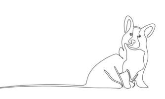 Welsh Corgi, dog, pet. Continuous line one drawing. Vector illustration. Simple line illustration.