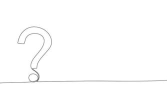 Question mark one line continuous. Line art question mark outline silhouette vector illustration.