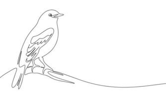 Sitting bird continuous line drawing element isolated on white background for decorative element. Vector illustration of animal form in trendy outline style.