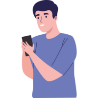 homem usando o dispositivo de smartphone png