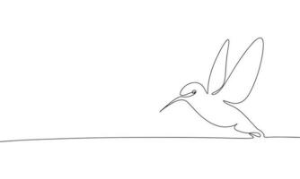 Hummingbird is flying. Continuous line one drawing. Vector illustration. Simple line illustration.