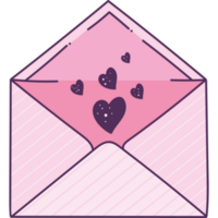 envelope rosa com corações png