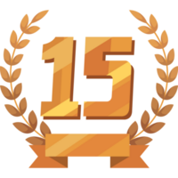 fifteenth annivesary golden badge png