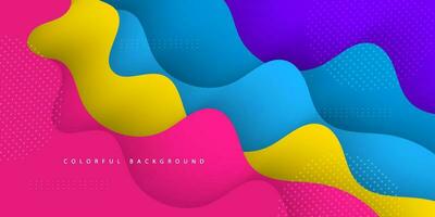 Modern colorful abstract wave background with blue, yellow, pink papercut overlap layers background. Eps10 vector