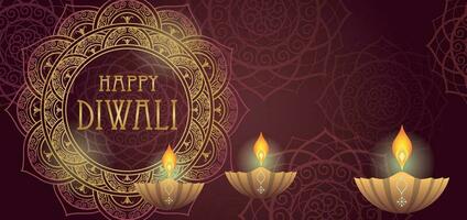 Happy Diwali Vector Seamless Background Illustration With Text Space. Horizontally Repeatable.