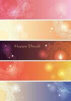 Happy Diwali Greeting Card Set Isolated On A White Background. vector