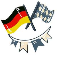 An icon of the flags of Germany and Bavaria with a garland in the style of Oktoberfest. A set of stickers for the beer festival. Festive elements for printing, making postcards, invitations vector