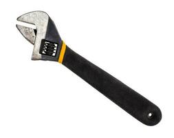 adjustable wrench with rubber handle isolated photo