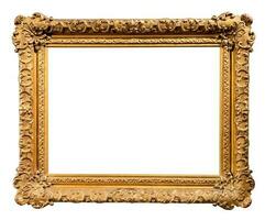 old horizontal wide baroque picture frame isolated photo