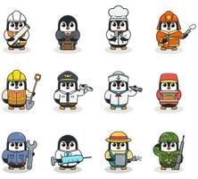 dibujos animados pingüino en profesional uniforme. vector conjunto de pingüino diferente profesiones vector caracteres con trabajos diferente ocupación. diferente trabajos profesionales aislado vector íconos conjunto