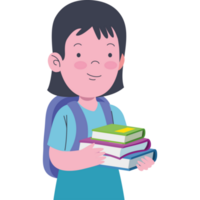 little schoolgirl with books png