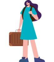 kvinna resande med resväskor png