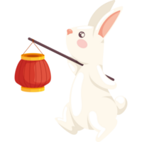 rabbit with chinese lamp png