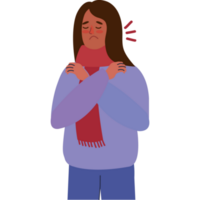 woman sick with scarff png