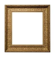 wide carved square bronze picture frame isolated photo