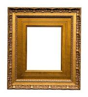 old very wide golden wooden picture frame isolated photo