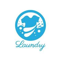 simple creative laundry logo, with the concept of a clothes or clothes washing machine, foam. water drops, logo for washing, clothes deodorizer, badge, company vector