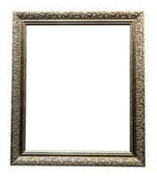 old vertical silver wooden picture frame isolated photo