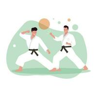 Flat design of karate athletes fighting vector