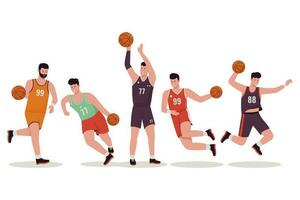 Basketball player vector illustration set