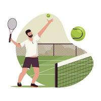 Man playing tennis illustration concept vector