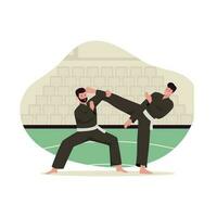 Flat design of two martial arts fight vector