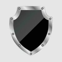 3D Shiny Shield Silver or Metallic Gradient Shape Vector, Shield Vector Design Element For Security Purpose, Safety Privacy and Guarantee Defense Tag, Shield Logo, Safeguard Shield Vector Illustration