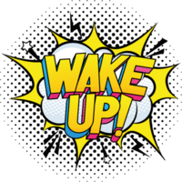 wake up pop art lettering poster png