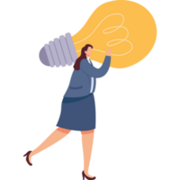 businesswoman lifting bulb png