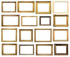 set of horizontal old wood picture frames isolated photo