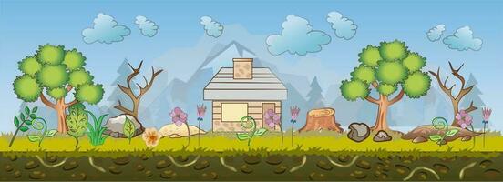 Forest Cabin Game Background vector