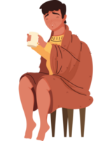 homem doente bebendo chá png