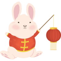 conejo chino con lámpara png