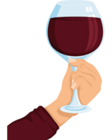 mano con vino rosso tazza png