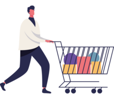 man with shopping cart png