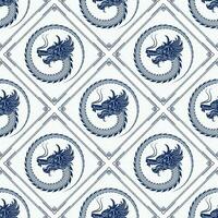 Seamless pattern with Asian elements for happy Chinese new year of the Dragon 2024 vector