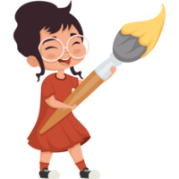 little schoolgirl with paint brush png