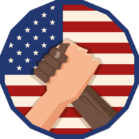 interraciaal handdruk met Verenigde Staten van Amerika vlag png