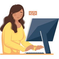 female developer with desktop png